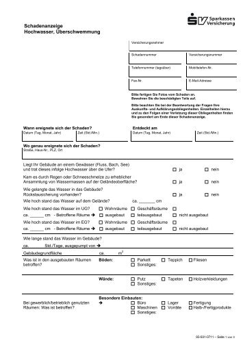 Schadenanzeige Hochwasser, Überschwemmung