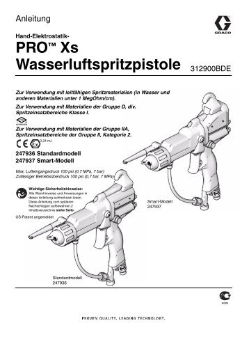 312900BDE - Manual Electrostatic Xs Waterborne Air ... - Graco Inc.