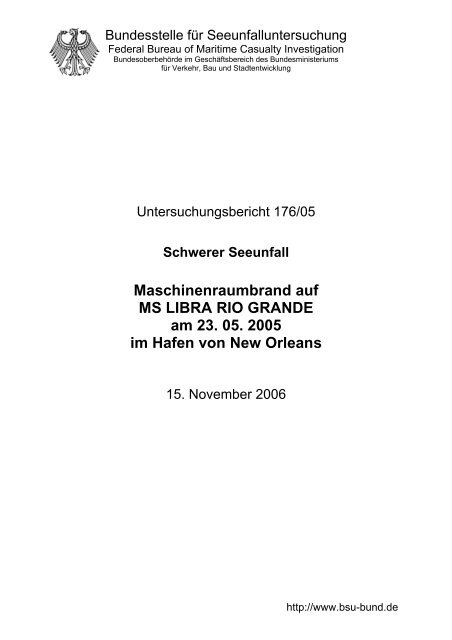 Unfallbericht 176/05 - Bundesstelle für Seeunfalluntersuchung
