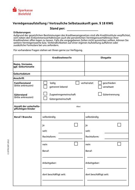 Selbstauskunft Fr Bank