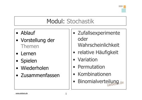 Modul: Stochastik - Siebern