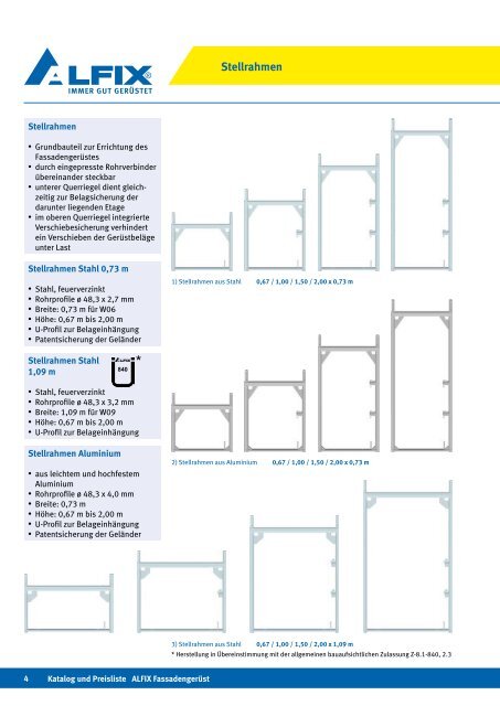 K atalog und Preisliste - Gerüste der Firma Alfix