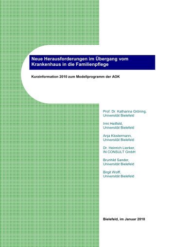 Kurzinformation zum Modellprogramm der Uni Bielefeld und AOK ...