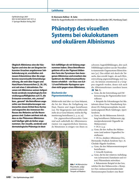 Phänotyp des visuellen Systems bei okulokutanem ... - Albinismus.info