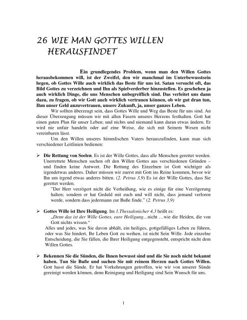 26 WIE MAN GOTTES WILLEN HERAUSFINDET