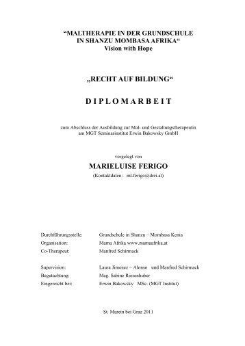 Diplomarbeit Marieluise Ferigo - Mama Afrika