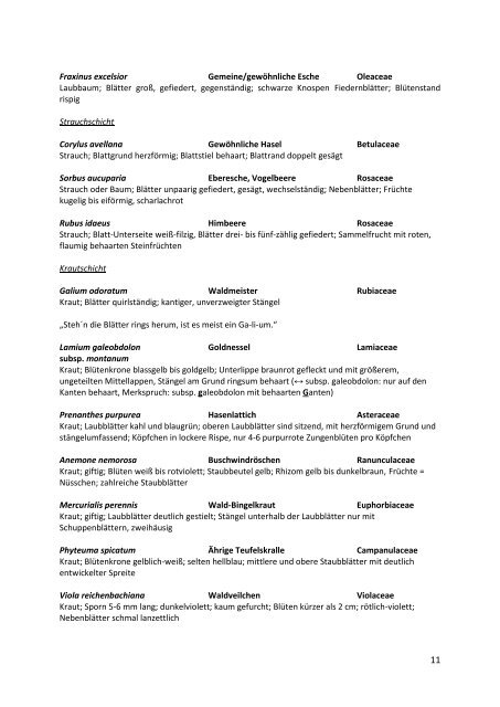 Protokoll der Exkursion - Geobotanik Zirkel Erlangen