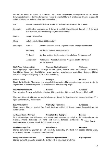 Protokoll der Exkursion - Geobotanik Zirkel Erlangen