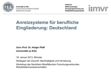 Anreizsysteme zur beruflichen Eingliederung aus wissenschaftlicher ...