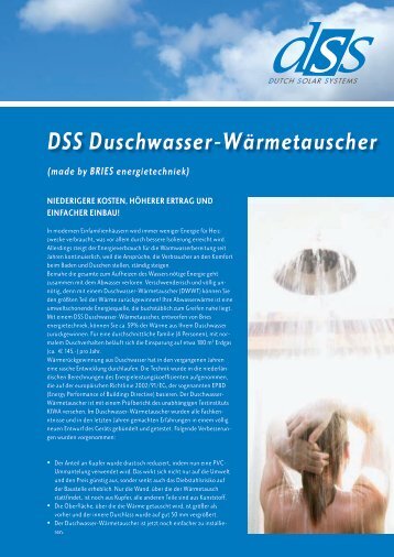 DSS Duschwasser-Wärmetauscher - Dutch Solar Systems