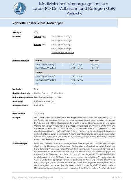 Varizella Zoster-Virus-Antikörper - MVZ Labor PD Dr. Volkmann und ...