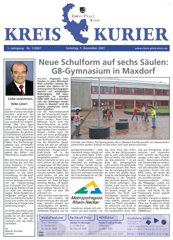 Neue Schulform auf sechs Säulen: G8 ... - Rhein-Pfalz-Kreis