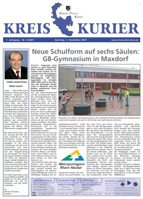 Neue Schulform auf sechs Säulen: G8 ... - Rhein-Pfalz-Kreis