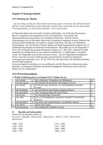 Kapitel 15 Kunstgeschichte 15.1 Einstieg ins Thema 15.2 ...