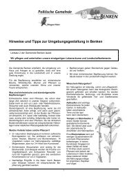 Hinweise und Tipps zur Umgebungsgestaltung in Benken