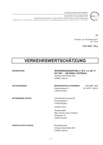 Wohnungseigentum an W 2 und AE 17