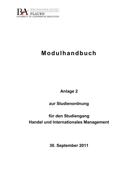 Modulhandbuch Staatliche Studienakademie Plauen - 