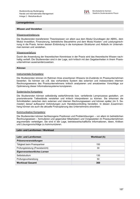 Modulhandbuch - Staatliche Studienakademie Plauen