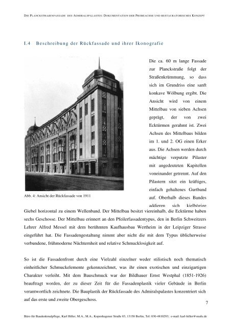 I.4. Beschreibung der Rückfassade und ihrer Ikonografie - Karl Hiller