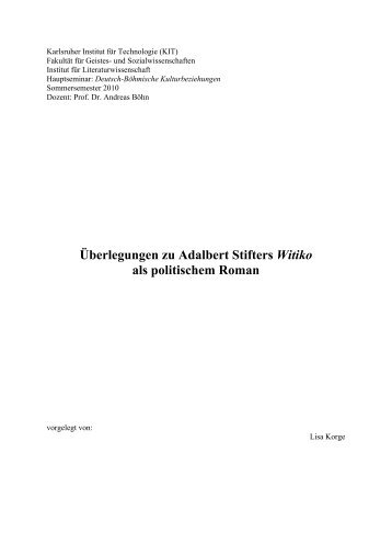 Überlegungen zu Adalbert Stifters Witiko als politischem Roman