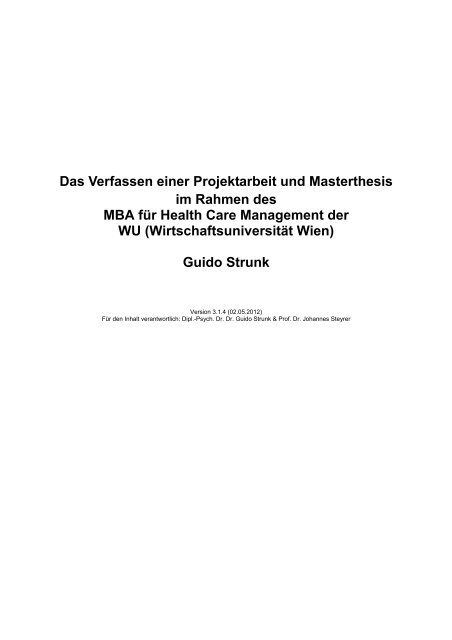 Das Verfassen einer Projektarbeit und Masterthesis - Complexity ...