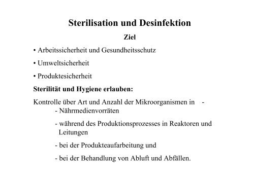 Sterilisation und Desinfektion
