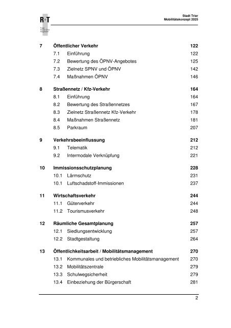 Mobilitätskonzept Trier 2025 Textband - Stadt Trier