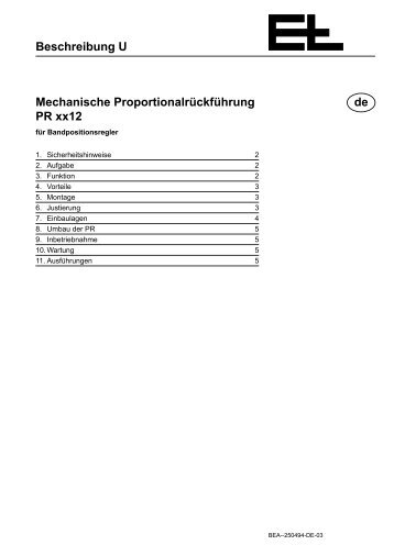 Beschreibung U Mechanische ... - Erhardt+Leimer