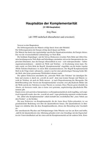 Hauptsätze der Komplementarität - Complementarity