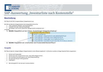 SAP-Auswertung „Inventurliste nach Kostenstelle“