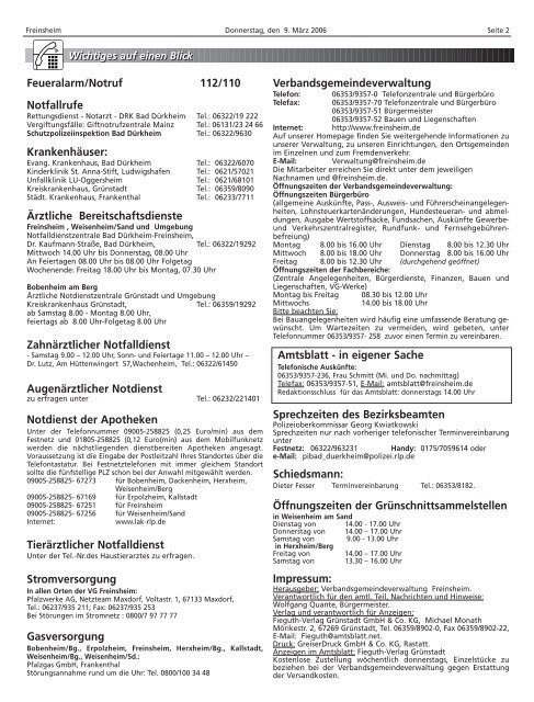 Amtsblatt - Verbandsgemeinde Freinsheim