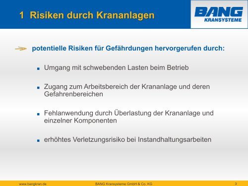 Risikobeurteilung nach EN 14121-1 - BANG Kransysteme