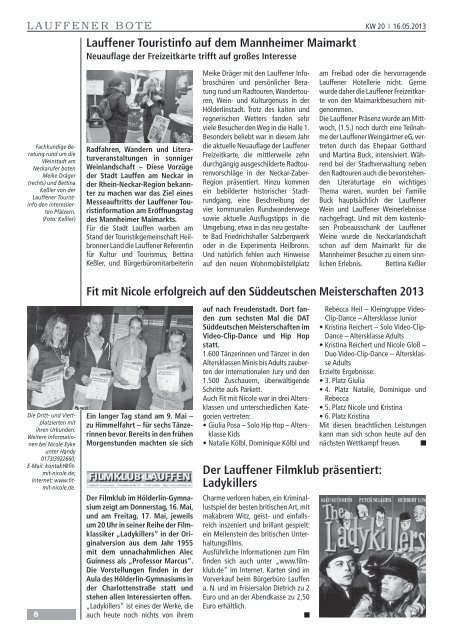 Kalenderwoche 20 (erschienen am 16.05.2013) - Stadt Lauffen am ...