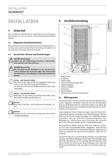 BEDIENUNG UND INSTALLATION OPÉRATION ... - Stiebel Eltron