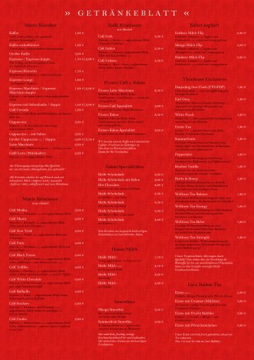 Getränkeblatt (pdf) - Manin Pasta und Grill Restaurant in St. Wendel