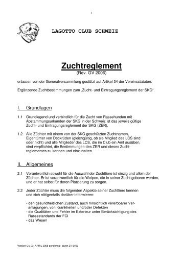 Download neues Zuchtreglement LCS hier... - Lagotto Club Schweiz