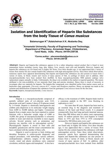 Isolation and Identification of Heparin like Substances from the  body ...