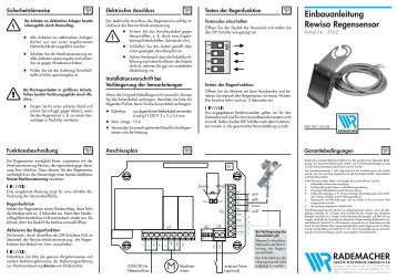 Einbauanleitung Rewiso Regensensor