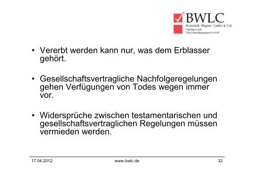 MAßNAHMEN FÜR UNVORHERSEHBARE TODES- UND ... - Bwlc.de