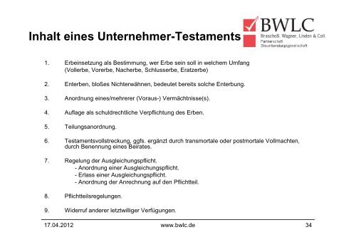 MAßNAHMEN FÜR UNVORHERSEHBARE TODES- UND ... - Bwlc.de