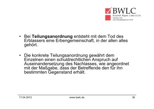 MAßNAHMEN FÜR UNVORHERSEHBARE TODES- UND ... - Bwlc.de