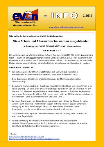 EVGN-INFO 02/2011 - Elternverband für Gesamtschulen ...