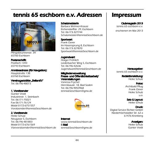 Club-Magazin 2013 - Tennis 65 Eschborn