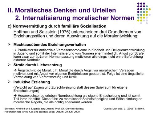 Moralentwicklung - Lehrstuhl für Psychologie IV - Universität Würzburg