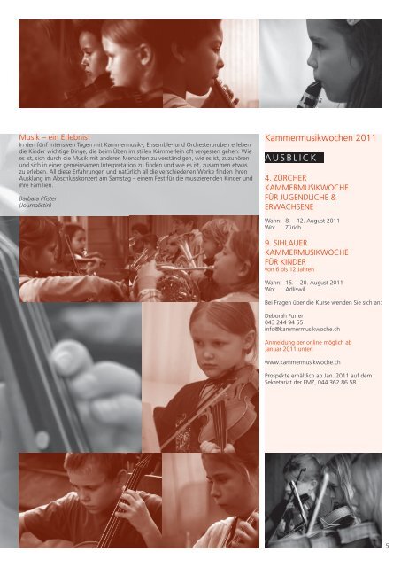 rückblick orchesterprojekt 2010 - freie musikschule zuerich