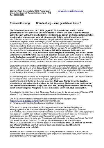Pressemitteilung: Brandenburg – eine gesetzlose Zone ?
