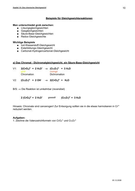 Kapitel 19: Das chemische Gleichgewicht - Hoffmeister.it