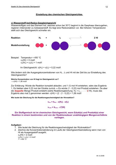 Kapitel 19: Das chemische Gleichgewicht - Hoffmeister.it