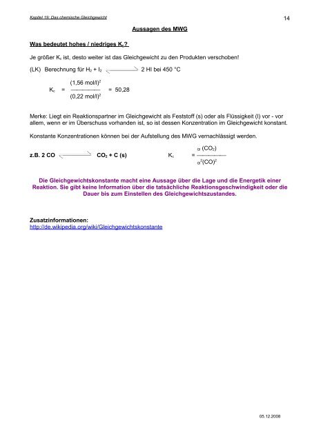 Kapitel 19: Das chemische Gleichgewicht - Hoffmeister.it