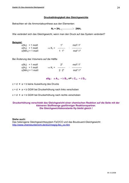 Kapitel 19: Das chemische Gleichgewicht - Hoffmeister.it